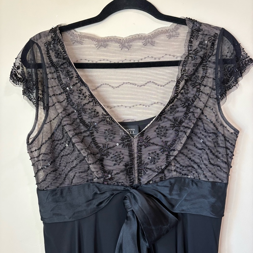 Adrianna Papell Beaded Formal Short Sleeve A Line Dress - Picture 3 of 4